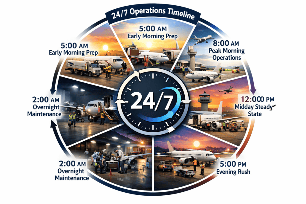 24 hrs operation timeline